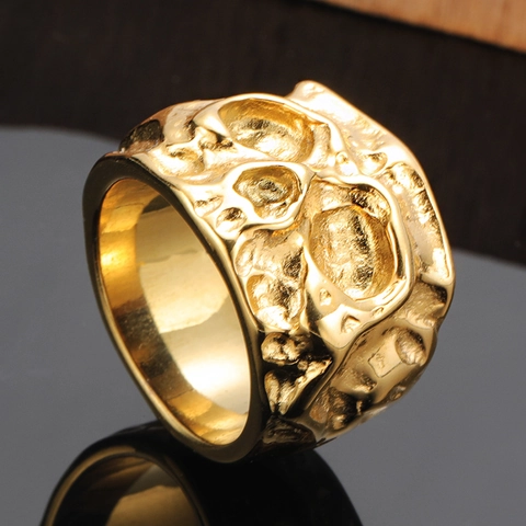 Heren Vintage Schedel Ring Punk Gothic Stijl Roestvrij Staal Goud Staal Kleur Heavy Metal Biker Ring Voor Heren Sieraden