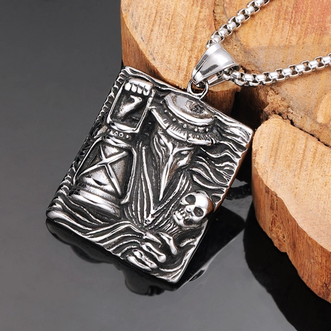 Collier Pendentif Corbeau Médecin de Peste Gothique Pour Hommes Acier Inoxydable Punk Crâne Lanterne Relief Bijoux Cadeau