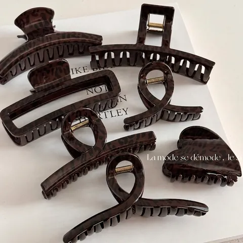 Eleganti Mollette per Capelli con Stampa Leopardata Marrone Luccicante Minimalista in Resina Accessori per Capelli Donna Vintage