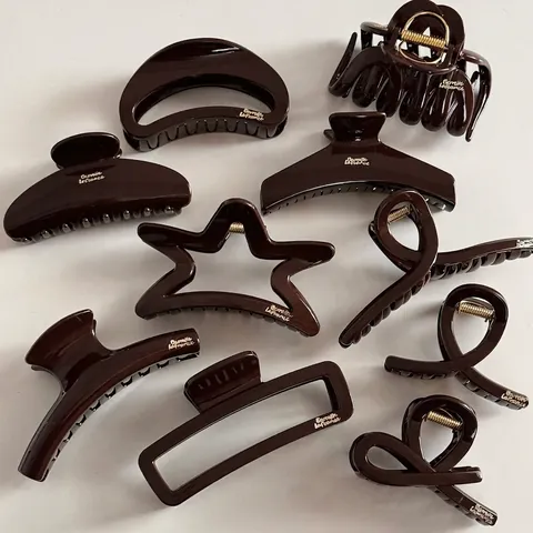 Pinzas para el Cabello Estilo Francés Marrón Chocolate para Mujer Pinzas de Tiburón de Acrílico Accesorios Pelo Vintage