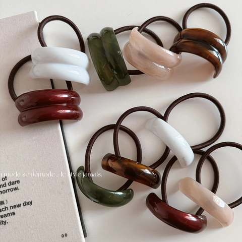 Minimalistische Gebogene Harz Haargummis Hochfeste Elastische Gummiband Elegante Haarbänder Für Damen Täglicher Haarschmuck