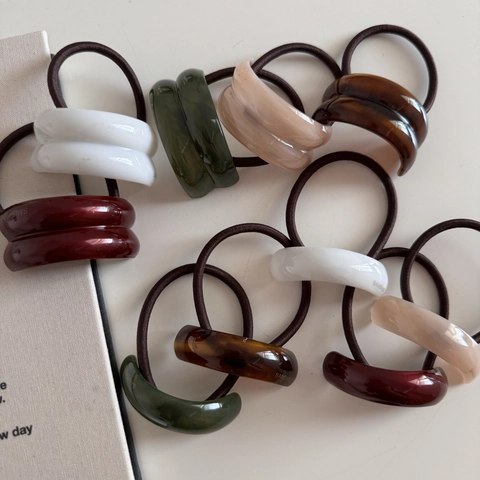 Minimalistische Gebogene Harz Haargummis Hochfeste Elastische Gummiband Elegante Haarbänder Für Damen Täglicher Haarschmuck