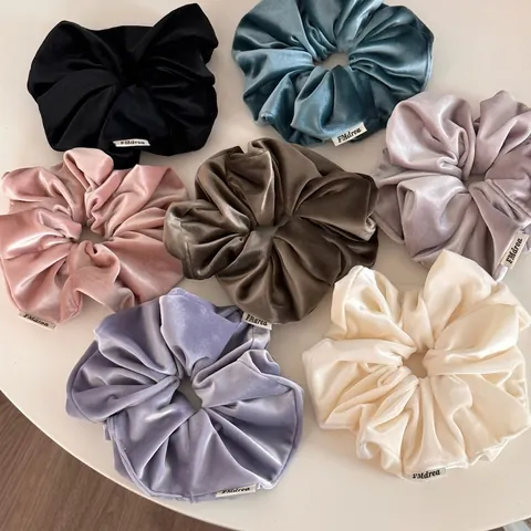 Coleteros de Terciopelo Grandes para Mujer Elegantes Estilo Francés Color Sólido Gomas del Pelo Elásticas Suaves Accesorios para Pelo