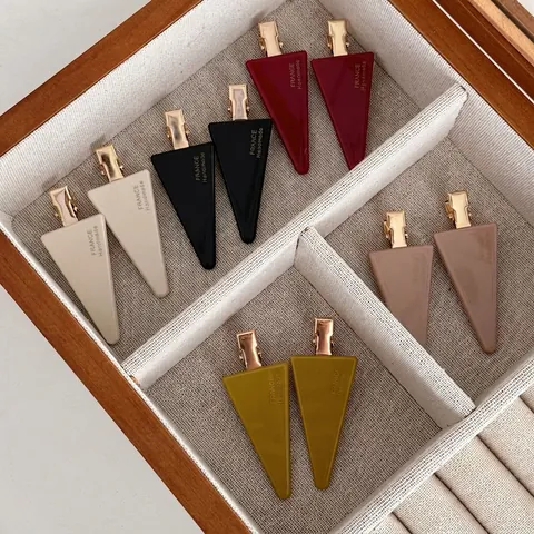 Französischer Minimalist Dreieck Entenschnabel Haarclip Für Damen Geometrische Legierung Acryl Pony Seitenclip Haarschmuck