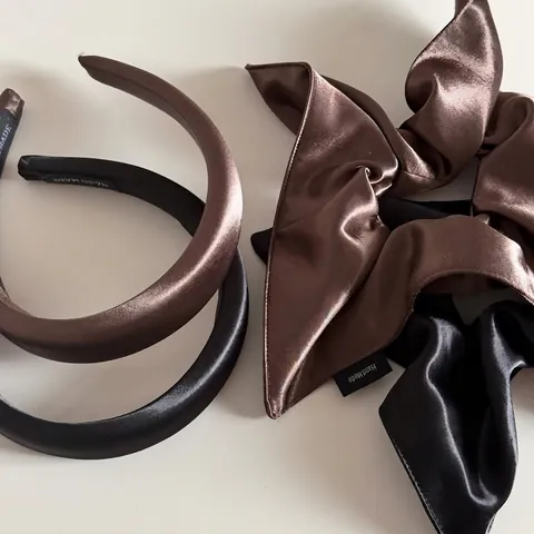 Handmade Satin Hair Scrunchies And Headbands For Women Retro Solid Color Mercerized Fabric Elastic Hair Ties Set Elegant Korean Style Hair Accessories