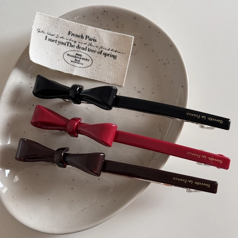 Französischer Stil Acetat Schleife Haarspange Vintage Minimalistisch Haarschmuck Mit Goldener Beschriftung Für Damen