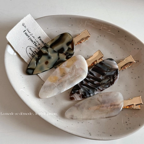 Mollette per Capelli in Acetato Stile Francese per Donna Eleganti Testurizzate a Inchiostro Marmorizzato Clip a Becco d'Anatra Minimaliste per Frangia Gioielli per Capelli