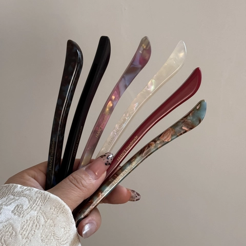 Bacchetta per Capelli in Acetato Fatta a Mano per Donna Elegante Minimalista Aerodinamica Semplice Bacchetta Motivo Marmo Tartarugato Gioielli