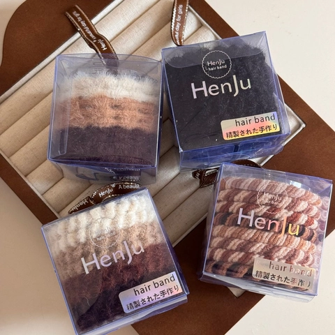 Boxed Hoog Elastische Haarelastiekjes Scrunchies Set Duurzame Stof Gevlochten Pluche Haarkleur Aardetinten Ponytail Houder Vrouwen
