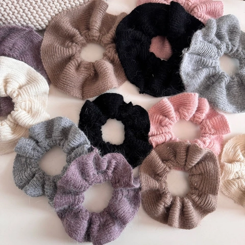 Coleteros de Punto de Color Sólido Elegantes para Mujer Lazos para el Cabello de Tela Suave Hechos a Mano Diademas Elásticas Minimalistas