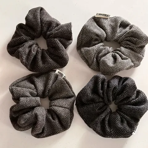 Vintage Visgraat Wolmix Scrunchie Elegante Tweed Haarelastiek Voor Dames Dagelijks Zachte Stof Knot Houder Haaraccessoires