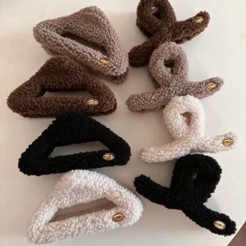 Fermaglio Per Capelli In Peluche E Pelliccia Sintetica Stile Coreano Per Donna Inverno Morbido Fermaglio A Triangolo Accessori Per Capelli