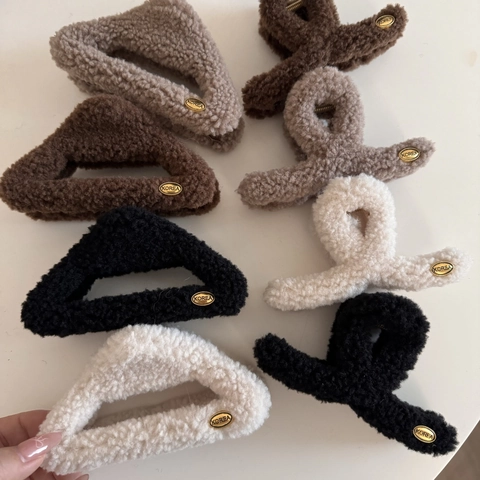 Fermaglio Per Capelli In Peluche E Pelliccia Sintetica Stile Coreano Per Donna Inverno Morbido Fermaglio A Triangolo Accessori Per Capelli