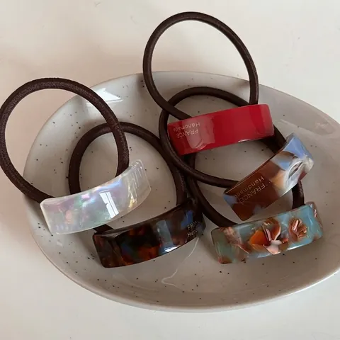 Retro Acetaat Geometrische Boog Haarelastiek Gouden Label Elastische Scrunchies Voor Dames Elegante Paardenstaart Houder Sieraden