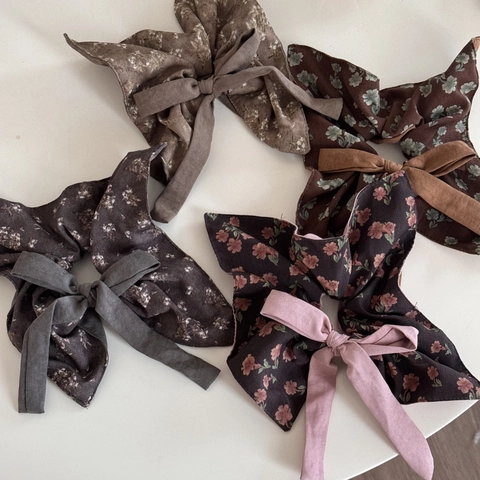 Coleteros de Lazo Floral Vintage Tela Lazos Grandes para el Cabello Dulce Lazo Soporte de Coleta para Mujeres Accesorios de Cabello Retro Francés