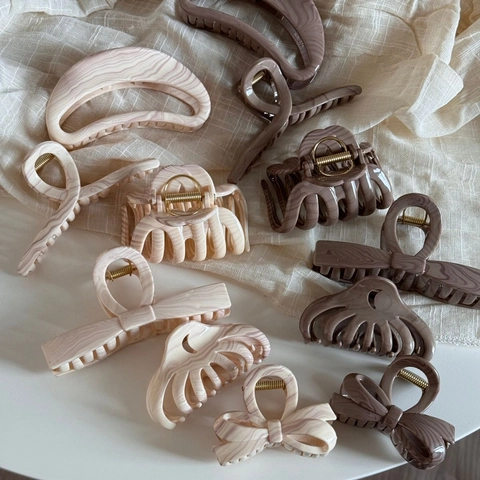 Large Marble Water Wave Pattern Hair Claw Clips For Women French Style Bow Hair Catch Clips Elegant Styling Accessories