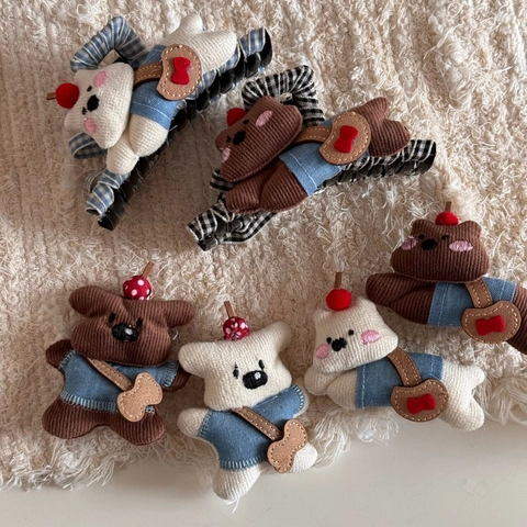 Funny Cute Cartoon Puppy Bowknot Hair Clip 3D Plush Doll Hair Claw Shark Clip For Women Girls Sweet Hair Styling Accessories