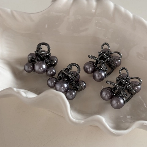 Mini Molletta per Capelli Donna con Künstliche Perle Grigie in Lega Canna di Fucile Piccoli Fermagli per Capelli Sottili Accessori Decorativi