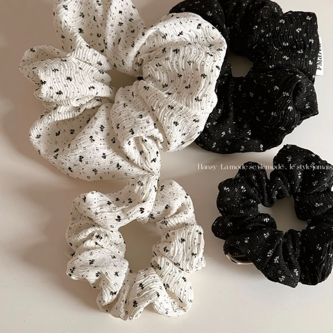 Korean Style Floral Print Pleated Fabric Scrunchies Large Small Elastic Hair Ties For Women Daily Sweet Hair Accessories