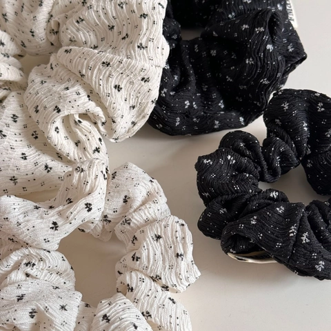 Korean Style Floral Print Pleated Fabric Scrunchies Large Small Elastic Hair Ties For Women Daily Sweet Hair Accessories