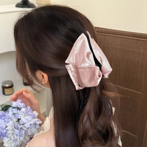 Pinza de Pelo de Triángulo de Satén Elegante Con Placa de Metal Dorado para Mujer Accesorios de Pelo de Tela de Alta Calidad