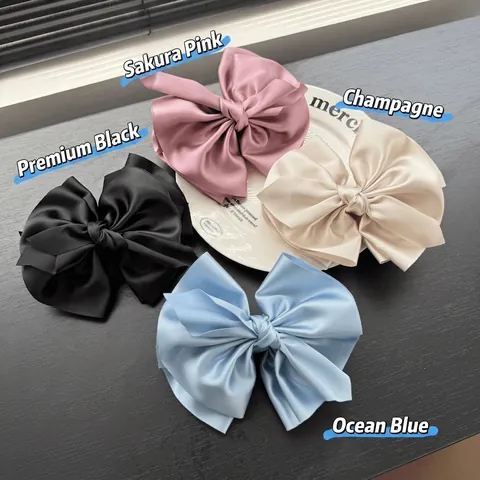 Mujer Lazo Grande de Satén Pinza Banana Color Sólido Capas Elegante Estilo Francés Hecho a Mano Accesorio para el Cabello Diario