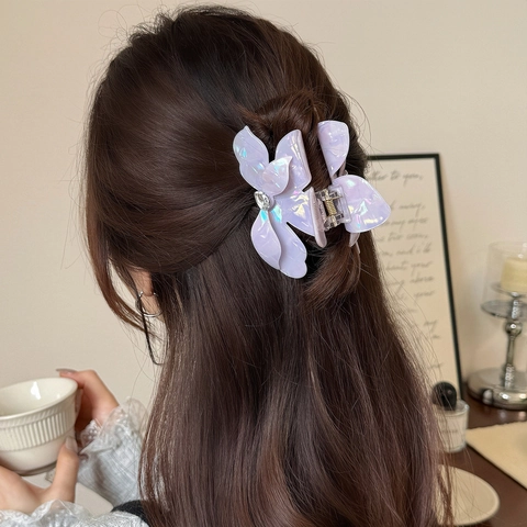 Irisierend Essigsäure Blume Haarkralle Elegant Strass Bougainvillea Haarklammer Damen Haarschmuck
