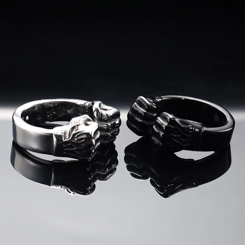Anello Aperto a Pugno in Acciaio al Titanio Punk per Uomo Donna Gothic Rock Streetwear Anello a Fascia Regolabile in Acciaio Inossidabile Gioielli Regalo