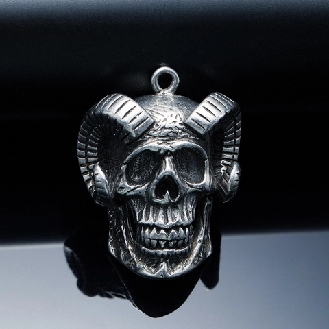 Collana da Uomo in Acciaio Inossidabile con Ciondolo a Forma di Teschio di Ariete Gotico Hip Hop Punk Retrò Grande Teschio Gioielli Regalo