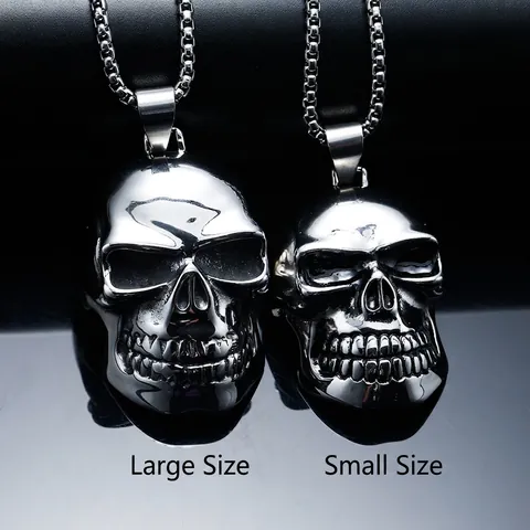 Collar con Colgante de Calavera Estilo Punk Gótico para Hombre de Acero Inoxidable Joyería Hip Hop Rock Biker Accesorio de Amuleto de Cabeza de Esqueleto Pulido