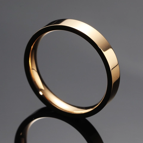 Minimalistischer 4mm Polierter Edelstahl Glatter Bandring Für Damen Herren Gold Roségold Plattierter Hochzeits Schmuck