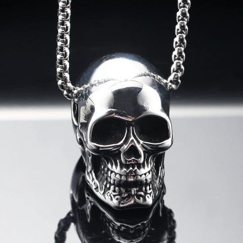 Hip Hop Skull Pendant Necklace Stainless Steel Titanium Steel Gothic Punk Skull Jewelry For Men Women Party Gift