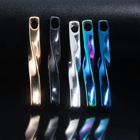 Roestvrij Staal Gedraaide Lange Strip Spiraal Bar Hanger Ketting Minimalistische Mode Sieraden Accessoires Voor Mannen Vrouwen
