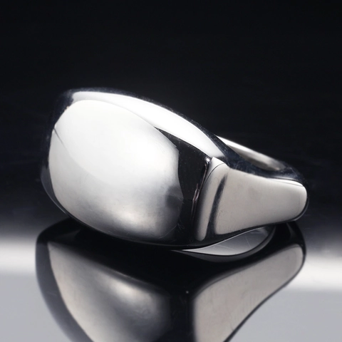 Minimalist Stainless Steel Wide Band Ring For Women Japanese Korean Style Simple Rectangular Arc Glossy Polished Finger Ring