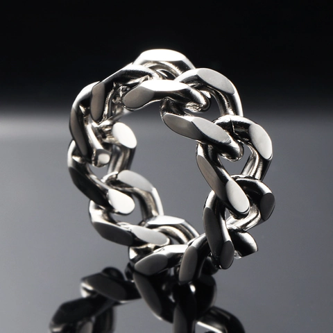 Anello Hip Hop in Acciaio Inossidabile a Maglia Cubana per Uomo Donna Stile Streetwear Industriale Vuoto Catena in Metallo Galvanizzato