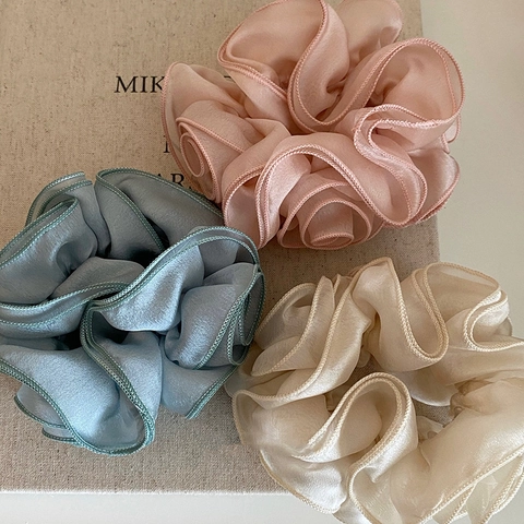 Eleganti Elastici in Tessuto con Rose Grandi in Garza di Rete per Coda di Cavallo Fatti a Mano Dolci Fasce Elastiche per Capelli da Donna Quotidiani