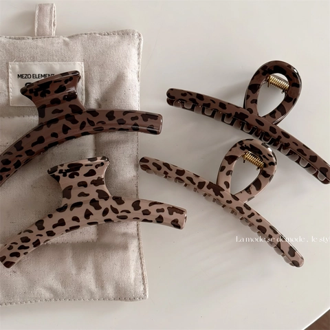 Pinza per Capelli con Stampa Leopardata in Stile Coreano per Donna Fiocco in Acetato di Resina Croce Accessori per Capelli