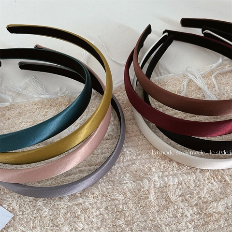 French Vintage Satin Headband For Women Minimalist Solid Color Non-Slip Hair Hoop Versatile Elegant Daily Hair Accessories