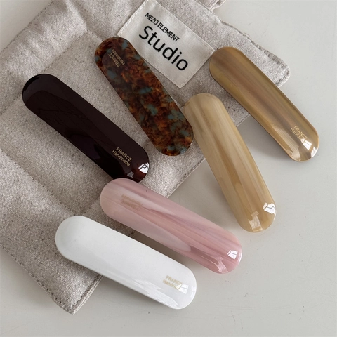 Elegant Acetate Spring Hair Clip French Vintage Handmade Barrette Polished Minimalist Hairpin Headwear Women Styling Accessory