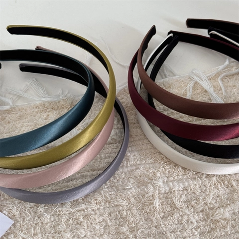 French Vintage Satin Headband For Women Minimalist Solid Color Non-Slip Hair Hoop Versatile Elegant Daily Hair Accessories