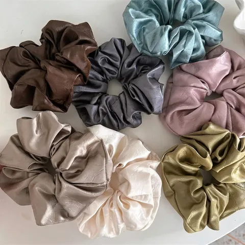 Coletero Texturizado Vintage Francés Color Sólido Lazo Elástico para el Cabello Diadema de Tela Brillante para Mujer Accesorios