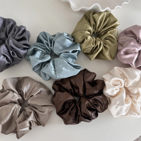 Coletero Texturizado Vintage Francés Color Sólido Lazo Elástico para el Cabello Diadema de Tela Brillante para Mujer Accesorios