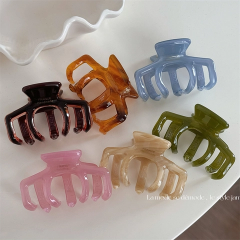 Elegante Pinza per Capelli in Acetato di Cellulosa Stile Francese Colore Gelatina Marmorizzato Accessori per Capelli Donna Fatti a Mano