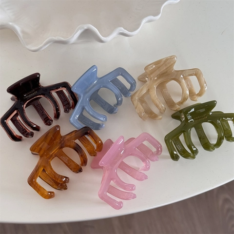 Elegante Pinza per Capelli in Acetato di Cellulosa Stile Francese Colore Gelatina Marmorizzato Accessori per Capelli Donna Fatti a Mano