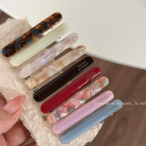 French Minimalist Cellulose Acetate Rectangle Hair Clip Alloy Barrette Solid Color Bangs Clip Elegant Hair Jewelry For Women