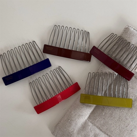 Rechteckiges Acetat Haarkamm Französisch Minimalistisch Handgefertigt Legierung Metallzähne Seitenkamm Geometrischer Haarschmuck Damen