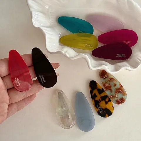 Acetate Water Drop Hair Clip Minimalist French Handmade Side Bangs BB Clip Geometric Marble Pattern Hairpin Hair Accessories