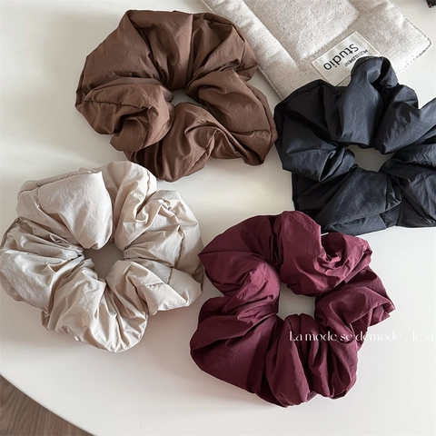 Oversized Matte Fabric Scrunchies Fluffy Solid Color Hair Ties Large Elegant Hair Accessories For Women Daily Dating Gift