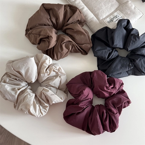 Oversized Matte Fabric Scrunchies Fluffy Solid Color Hair Ties Large Elegant Hair Accessories For Women Daily Dating Gift