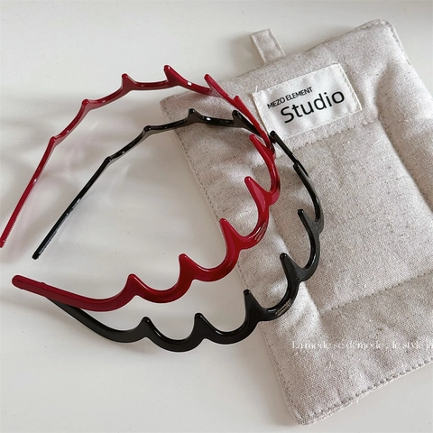 Diadema para Mujer Estilo Francés Onda Zigzag Dientes Antideslizantes Banda para el Cabello de Resina para Lavado de Cara